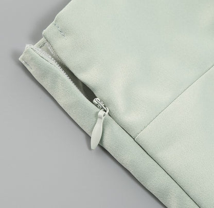 DOLLY Luxury Mint Slant Collar Sleeveless High Waist Long Fish Tail Lace Dress-LARISA