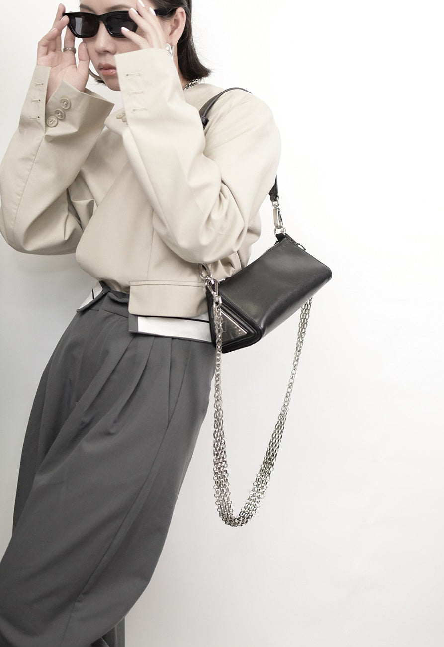 IUBALLET Stylish Leather Triangle Bag - CLOSED.