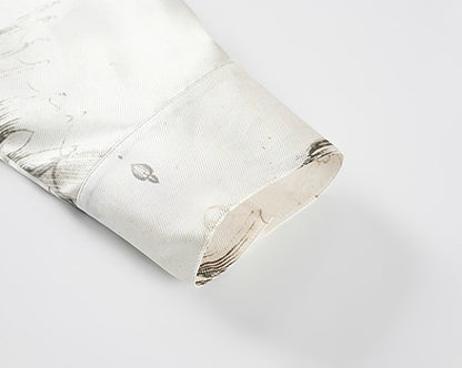 COMME MOI  summer women's lapel silk print shirt top - MASTER.