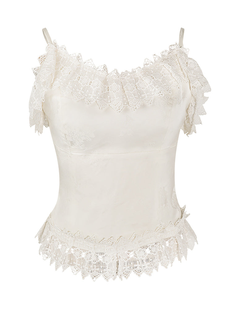 HECO Chinese High-end Acetate Lace Splicing Camisole - ZEPH.