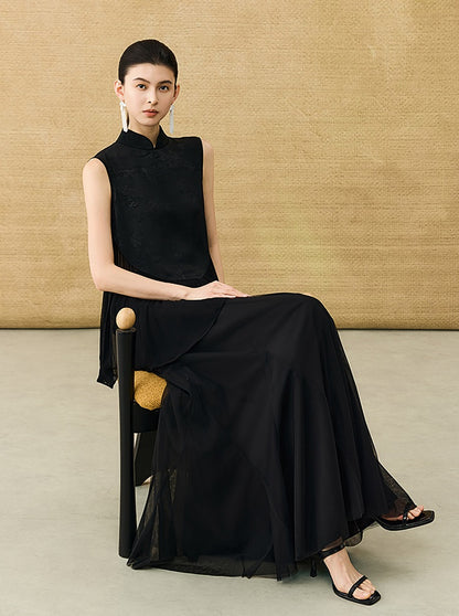 HECO New Chinese Acetate Jacquard Mesh Stitching T-Shirt - ANGEL.