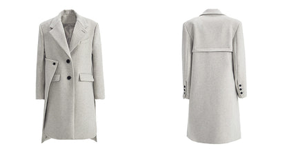 TINY IN Coat with large back hem and wool collar for women-ASHA