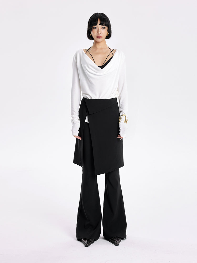 TINY IN Smock Swing Neck Knit T-Shirt Worn Front and Back-ROX.