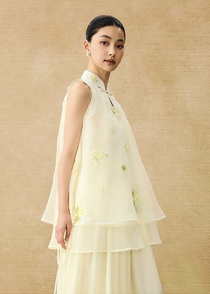 HECO Chinese double-layer tulle flesh covering elastic ballet style vest two-piece - LEVI.