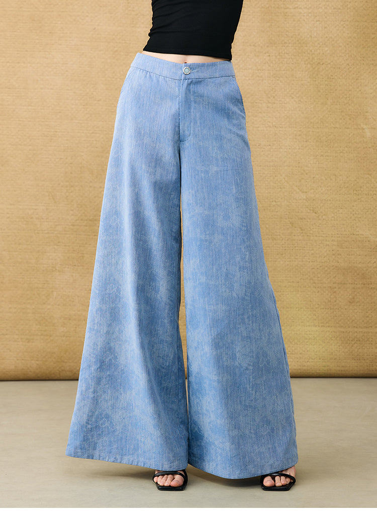 HECO Chinese Old Money Linen Bootcut Slacks Slim Wide-leg Pants - GLADE.
