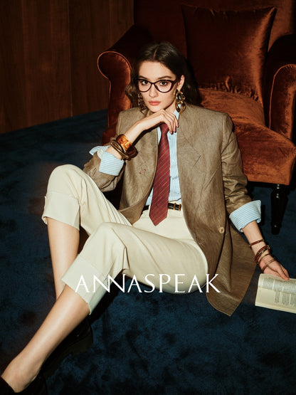 ANNASPEAK Linen Old Money Style Suit -FIGS.