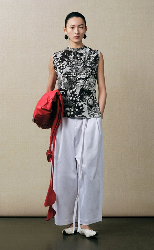 ZHUCHONGYUN floral jacquard sleeveless top-NISHIMIYA.