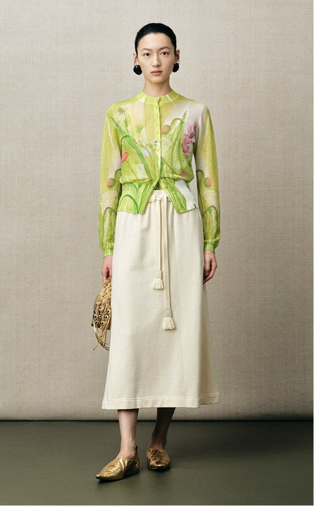 ZHUCHONGYUN flower crew neck print knitted cardigan--ARCHER.