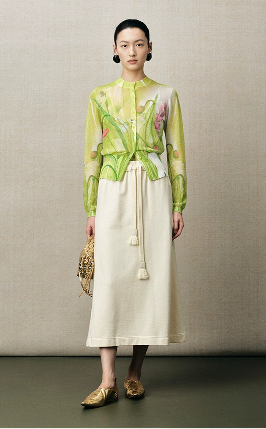 ZHUCHONGYUN flower crew neck print knitted cardigan--ARCHER.