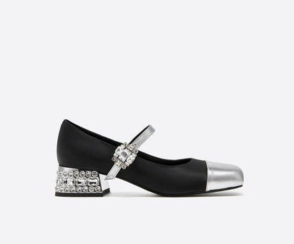 SHOESZOOO Maryjane Leather Square-toe Block Heels - PLIANT.