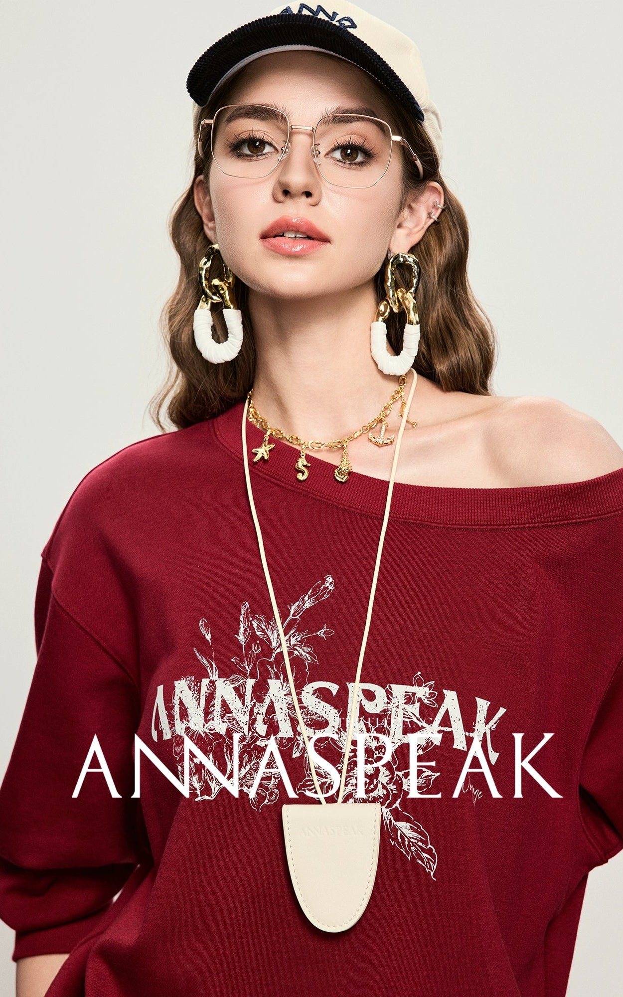 ANNASPEAK crew neck mottled distressed printed sweatshirt-PAMP.