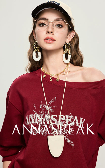 ANNASPEAK crew neck mottled distressed printed sweatshirt-PAMP.