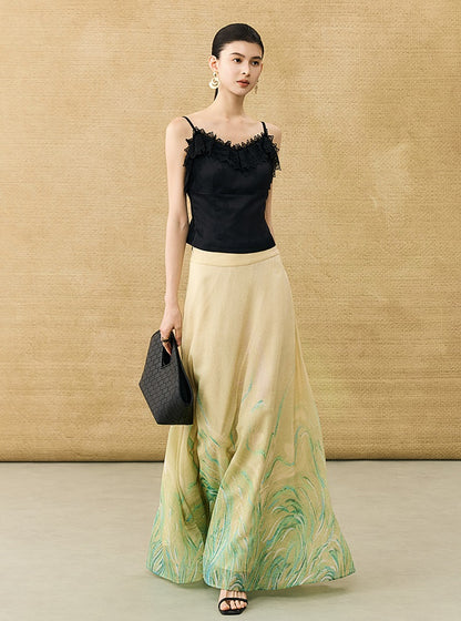HECO Chinese Style Gradient Print Summer Temperament Charm Skirt - ZADE.