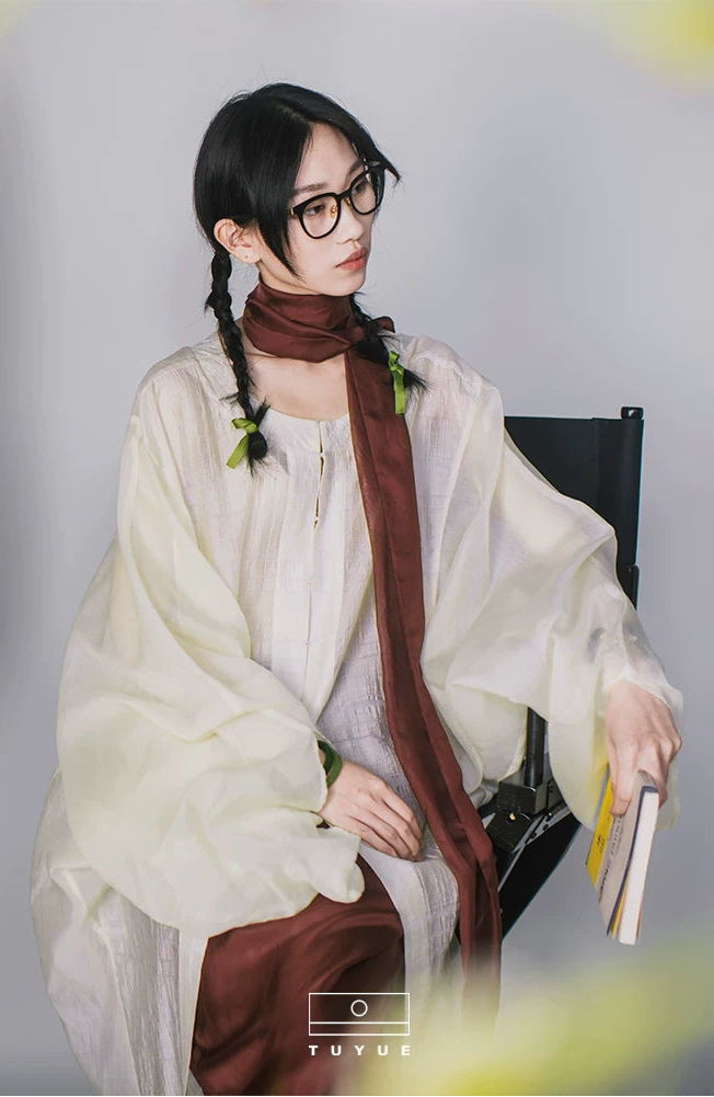TUYUE Burgundy silk long silk scarf- BRUNO