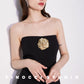 Gold Rose Embellished Luxury Split strapless French Premium Dress - Sense