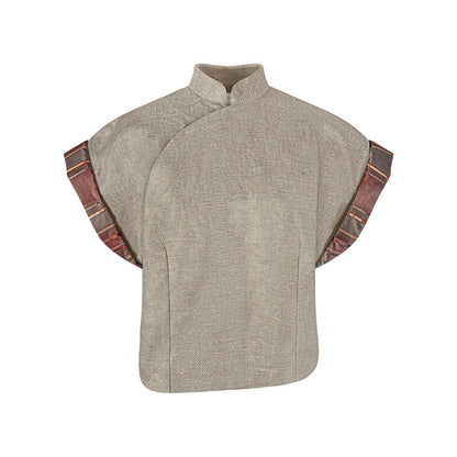 TUYUE Linen Asymmetrical Cristian Short-Sleeved Top - KATHRINE.