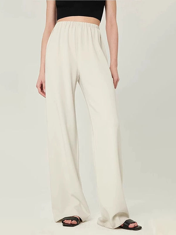NOTHING WRITTEN  triacetate wrinkle long leg one-piece air pants-IRIS.