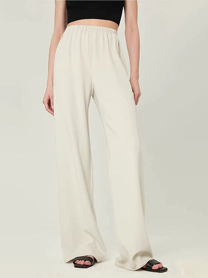 NOTHING WRITTEN  triacetate wrinkle long leg one-piece air pants-IRIS.