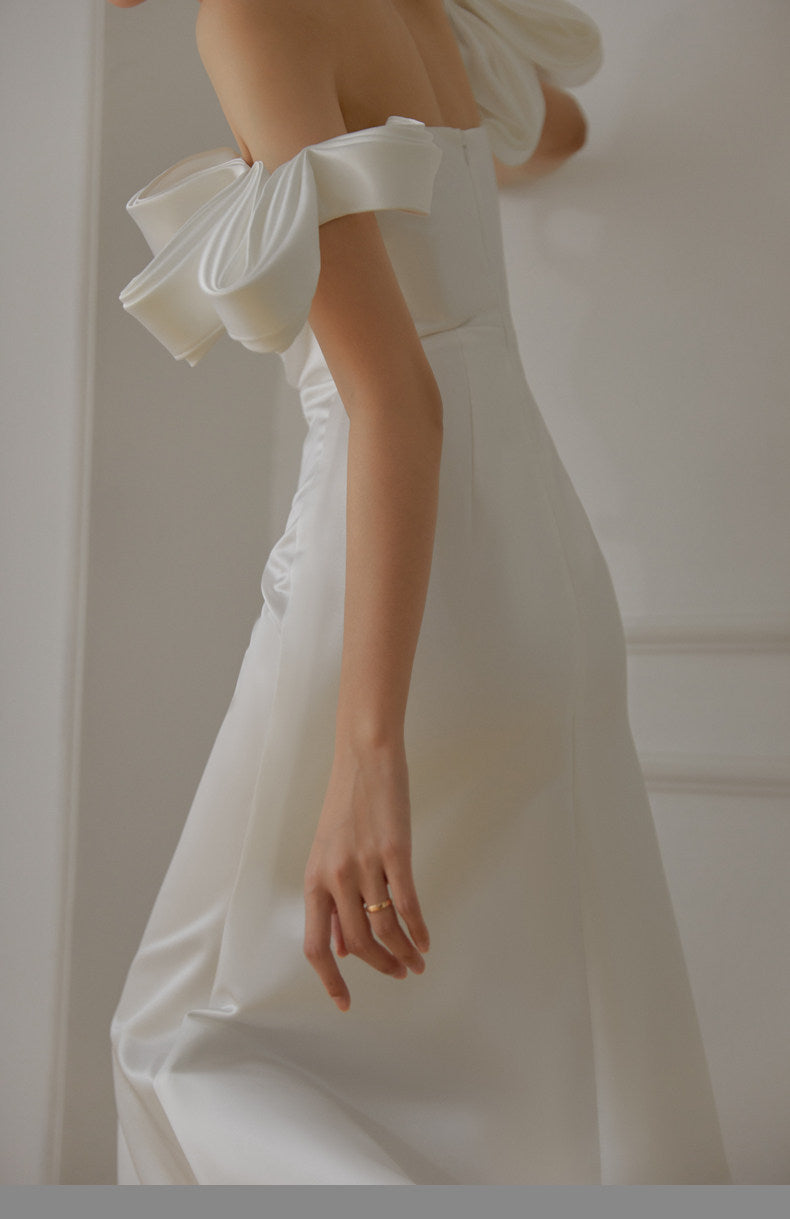 GOUDIN light luxury evening one-shoulder dress-XIM.