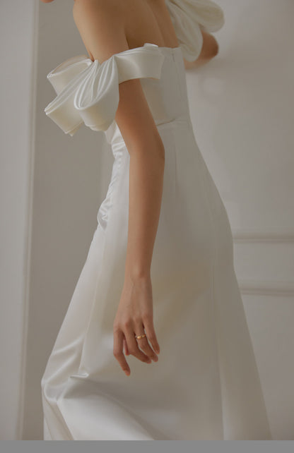 GOUDIN light luxury evening one-shoulder dress-XIM.