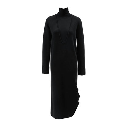 ZHUCHONGYUN black high-neck slim wool knit--AIZAKA.