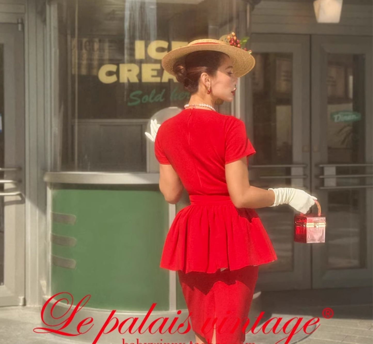 Le palais vintage red slim little skirt two-piece dress-KOBAYASHI.