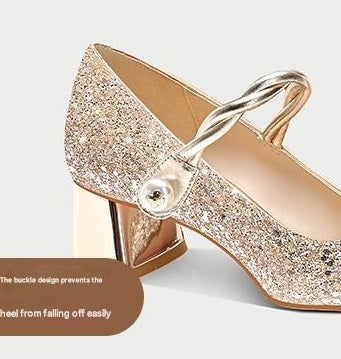 Pjjuu  Champagne Gold wedding bridal Mary Jane pumps  - Vienna