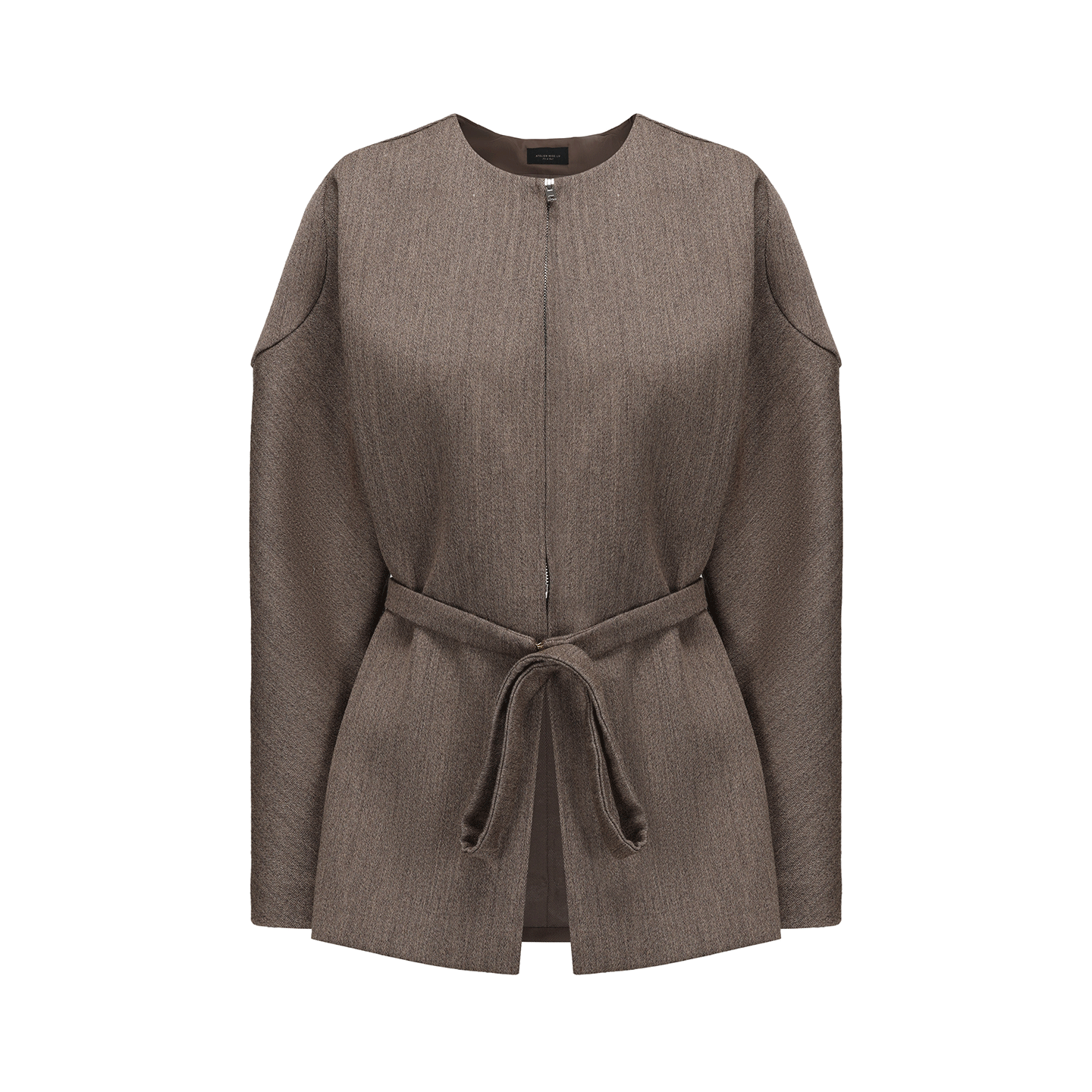ATELIER MISS LU Curved silhouette sheep wool belt coat - PLEA