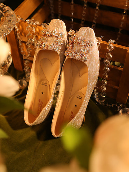 Pjjuu Flat Engagement Beautiful Plus Size Women's Wedding Shoes  - ENJOY