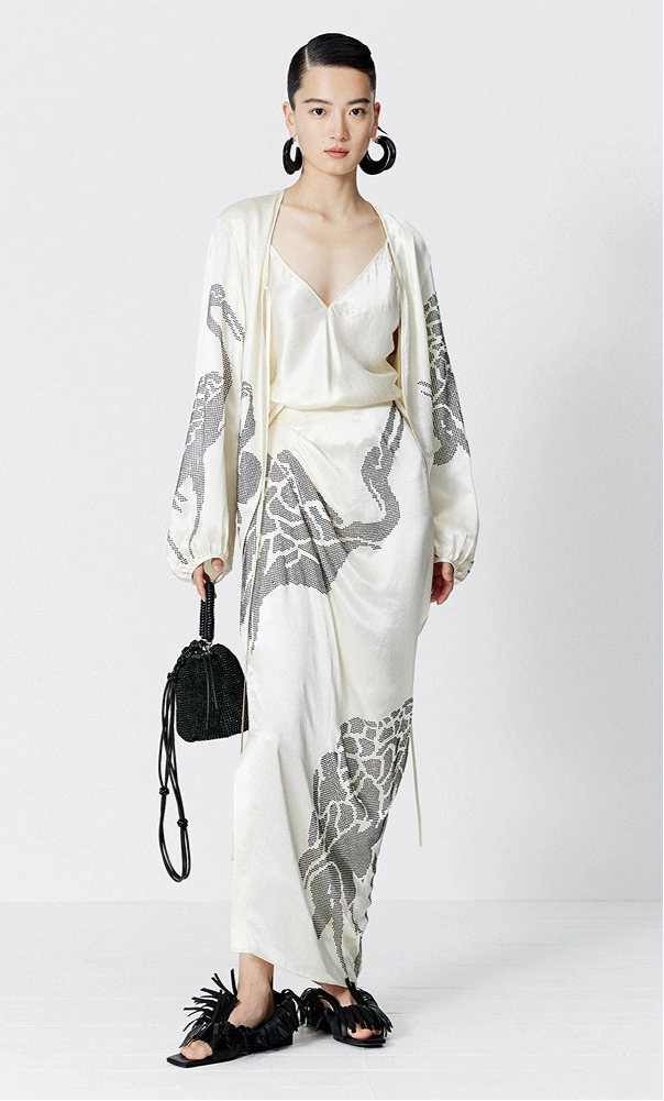 ZHUCHONGYUN white glossy V-neck suspender top--MORGIANA.