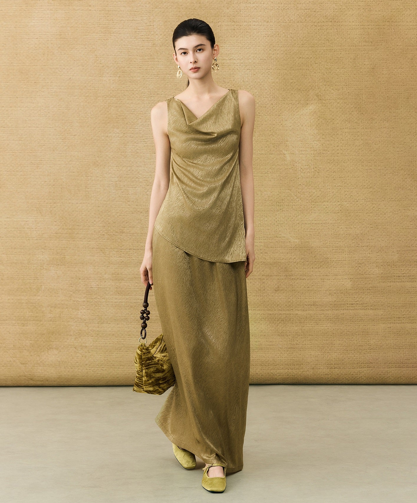 HECO Chinese Temperament Pearlescent High-Waisted High-End Texture Skirt - HELLS.