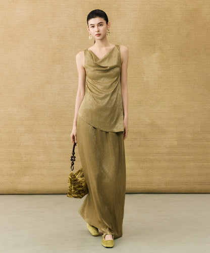 HECO Chinese Temperament Pearlescent High-Waisted High-End Texture Skirt - HELLS.