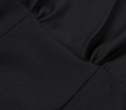 DOLLY Elegant Red/Black Deep V-Neck Long Sleeve Short Feather Date Dress-ARABELLA