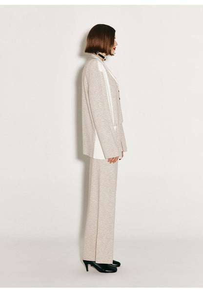 ATELIER MISS LU Fall/Winter Contrast Cashmere and Wool Blend Vest - CHERRY