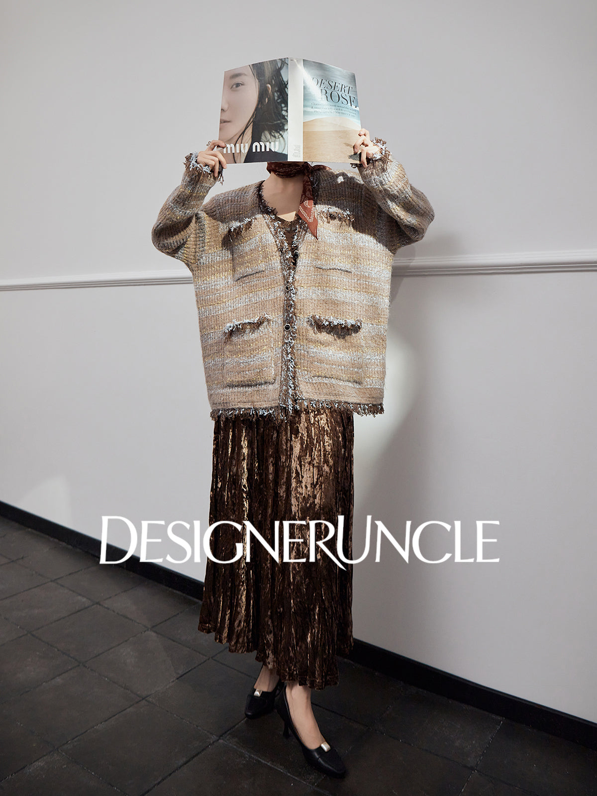 DGU "Twilight" black cardigan lazy style French retro versatile slimming top - DARCY.