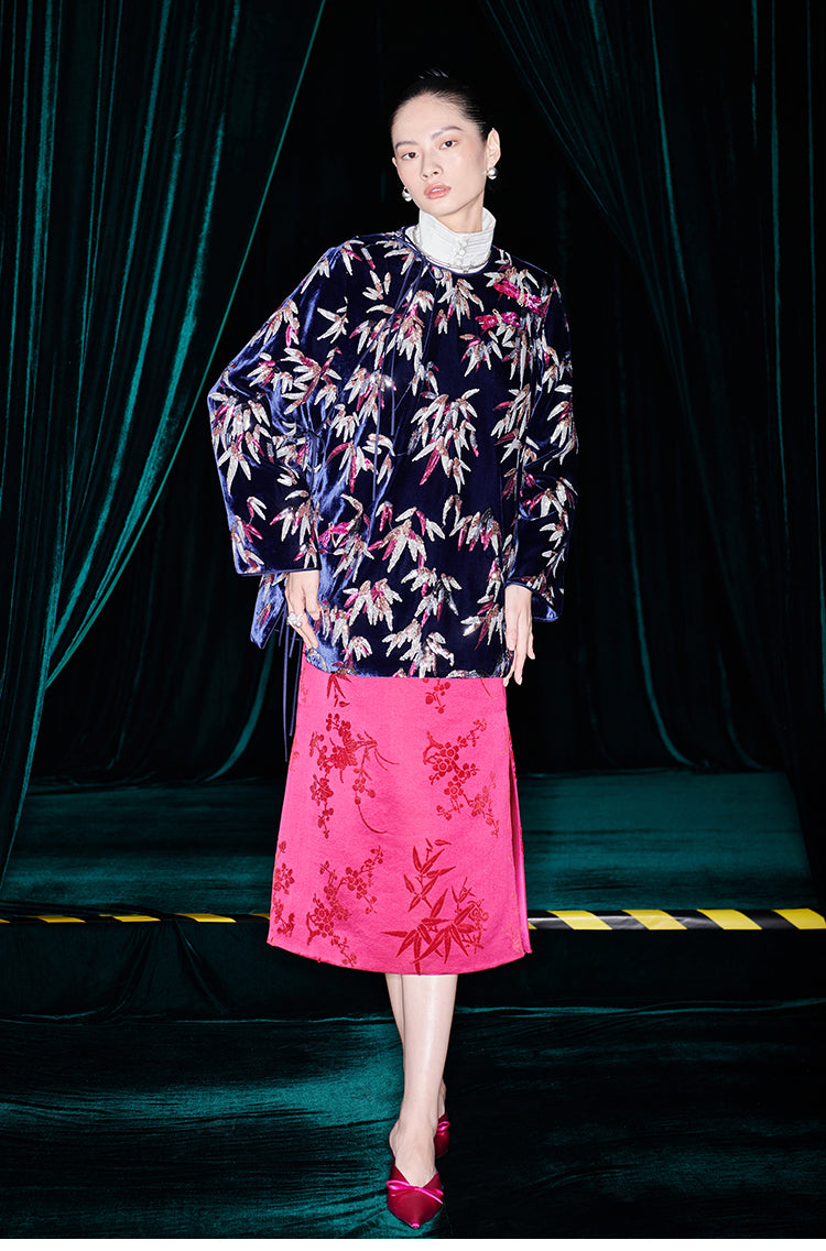 M essential Mackay designer 3Ddragonfly printed velvet loose to shirt - elvin