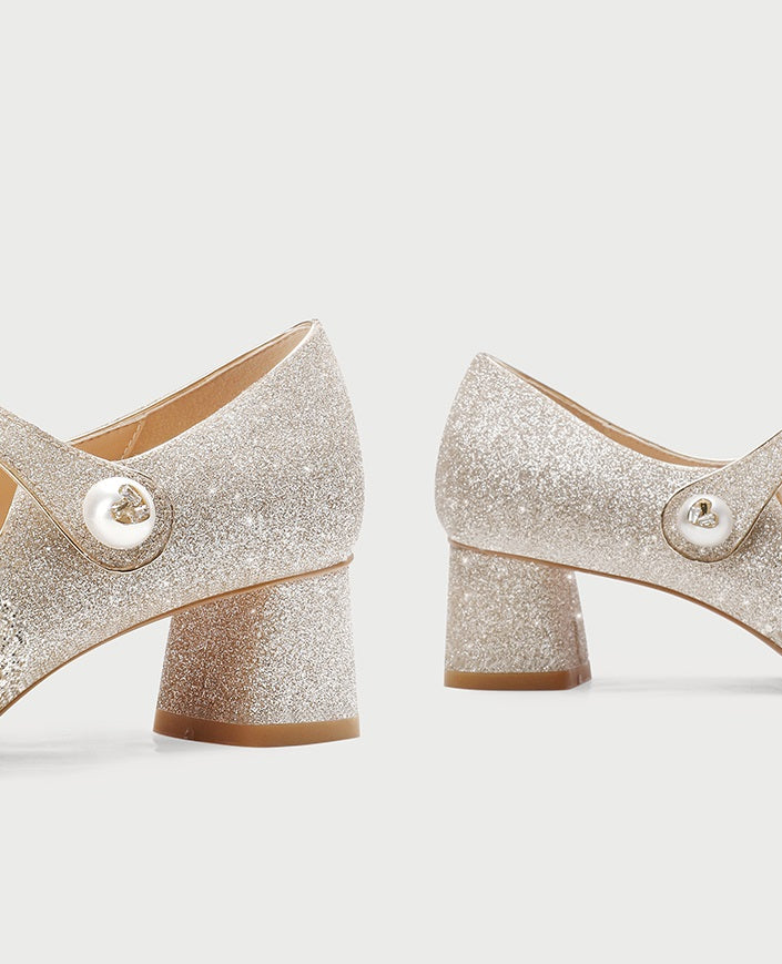 Pjjuu Mary Jane Engagement High Line Belt Block Heel  - ADOM