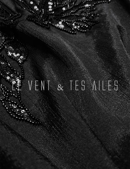 LE VENT&TES AILES Luxury Elegant High-End Hand-Beaded 3d black Dress - VERA