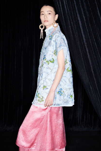 M essential Ma Kay designer Jiyi embroidery silk hand-dyed embroidery top - FEGI.