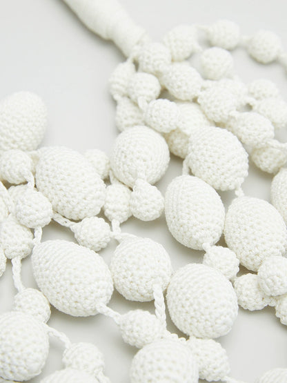 ZHUCHONGYUN Summer White Hand Knitted Water Drop Design Knitted Necklace-ADIE