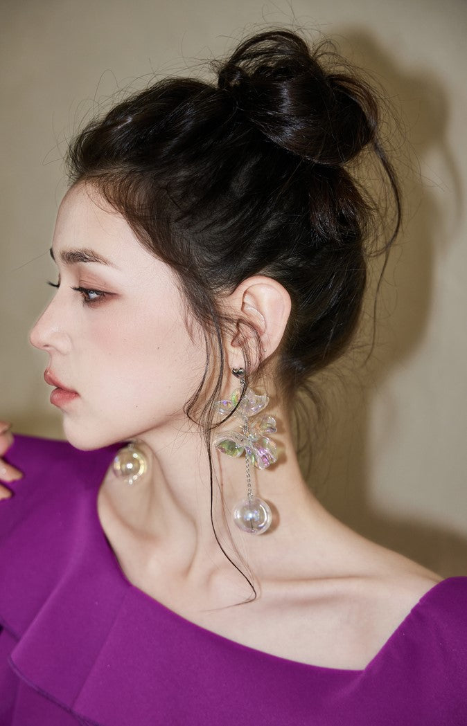 DOLLY High End Purple Ruffled Square Collar Slim Fit Formal Dinner Dress-ANGELIKI