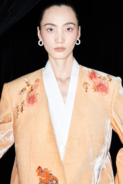 M essential Mackay designer Rulang velvet dahlia nail bead suit - DUAO.