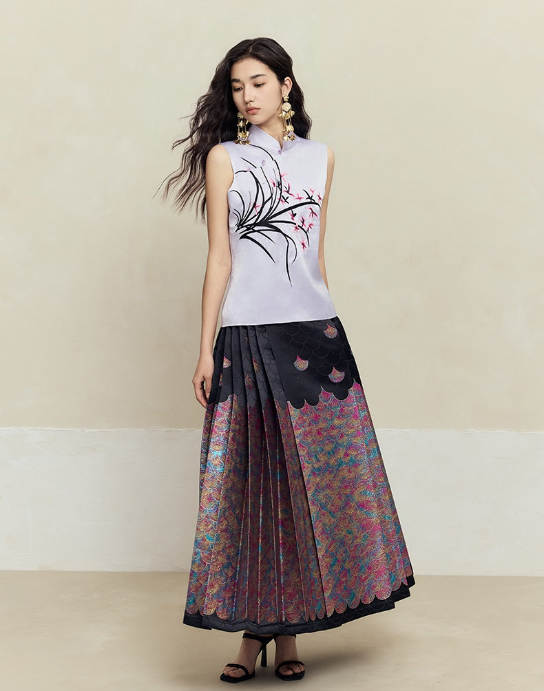 HECO mermaid scale color woven horse face skirt  high waisted long women - will.