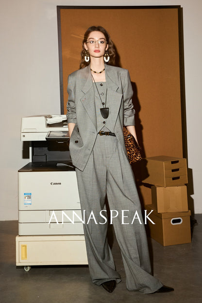 ANNASPEAK  Red wool trousers and wide-leg pants-LATAN.