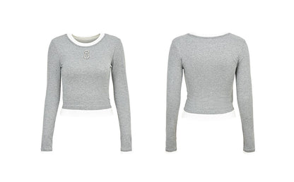 YES BY YESIR round neck slim long-sleeved top - KNIGHTS.