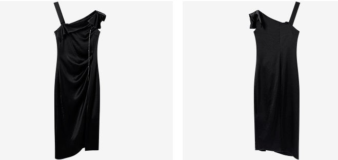 COMME MOI  women's black French asymmetric dress - JOSEPHINE.