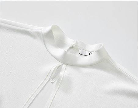 COMME MOI Lv Yan designer summer new women's small stand collar white cape top - DAISY.