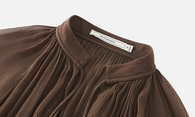 ZHUCHONGYUN Mulberry Silk Loose Sheer Sleeves Long Dress-ORITZA.