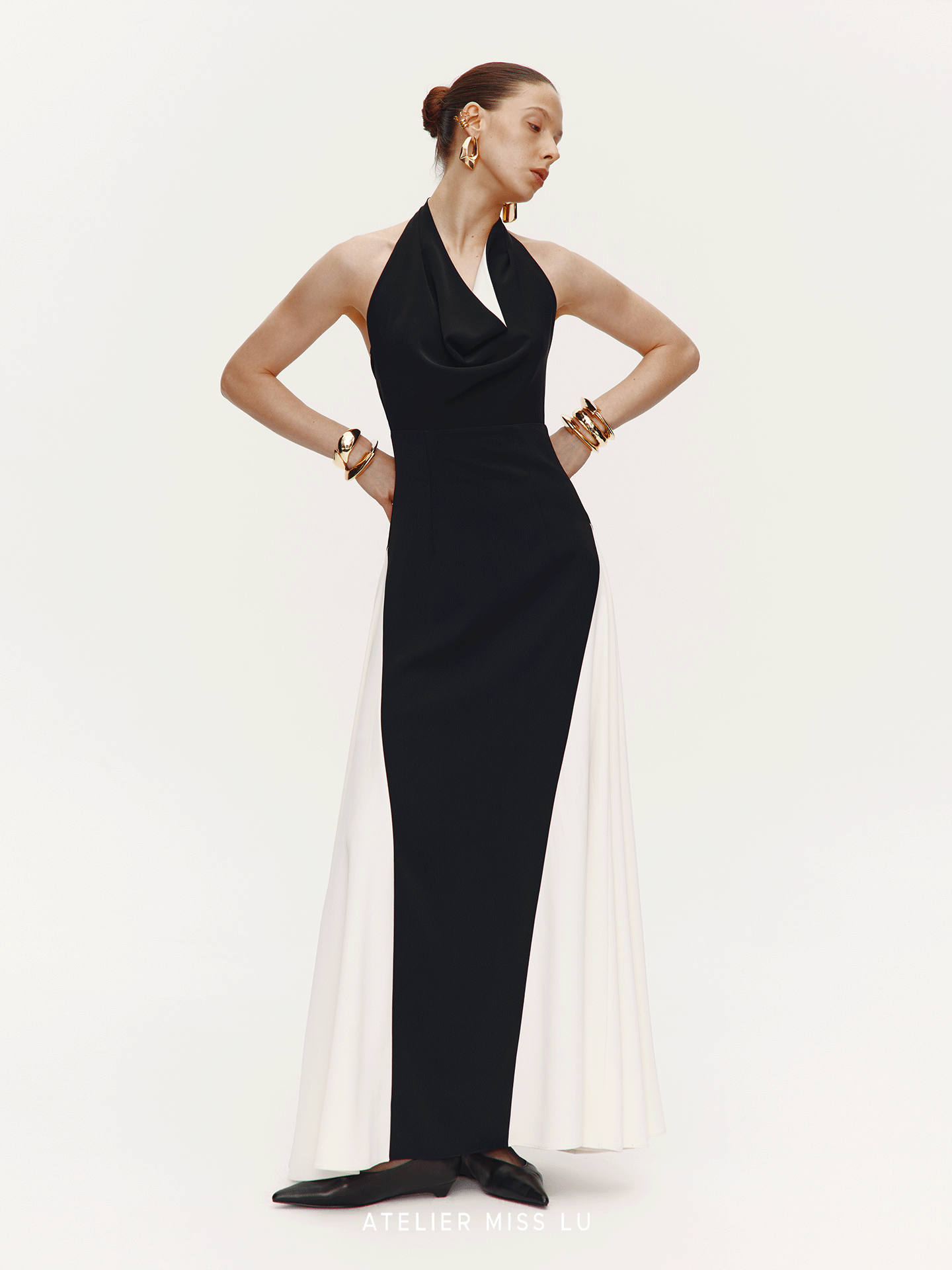 AtelierMissLu Open Back Large Swing Dress Long Skirt - LEVI.