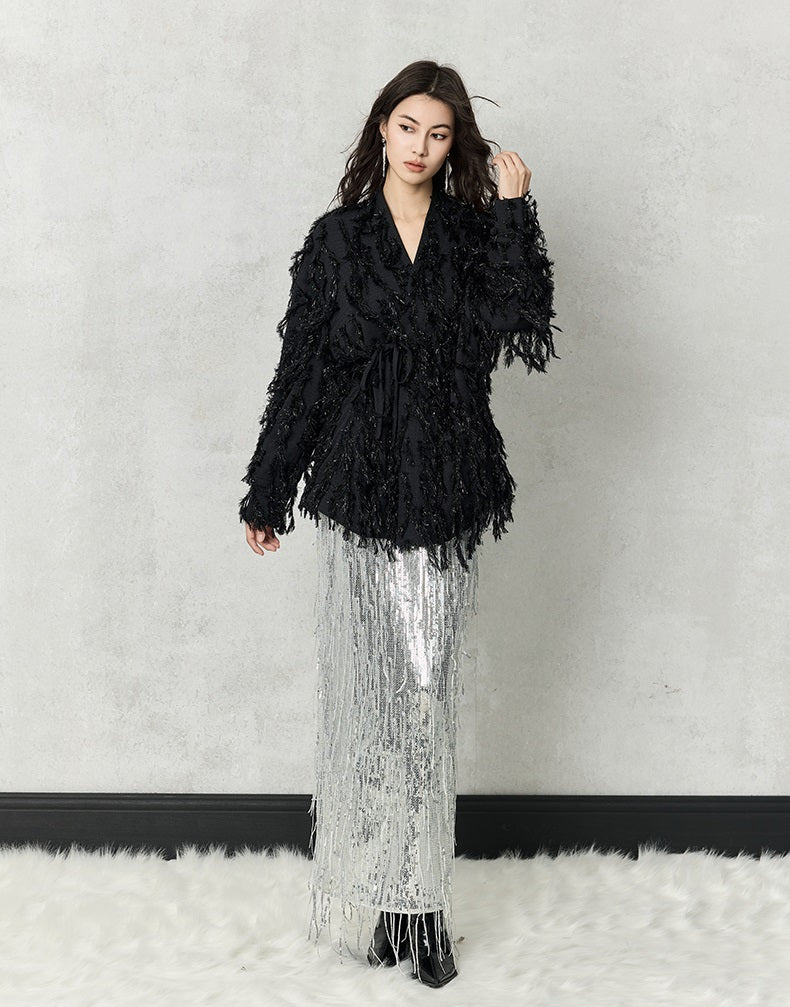 HECO Three-dimensional Tassel Fashion Top Shirt Women - flesh.